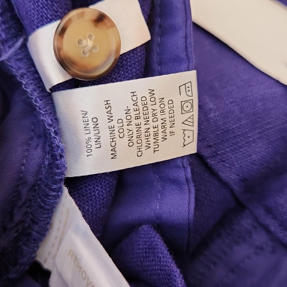 LOFT 100% Linen Women's Julie Trouser Royal Blue, Size 2P - Picture 9 of 10